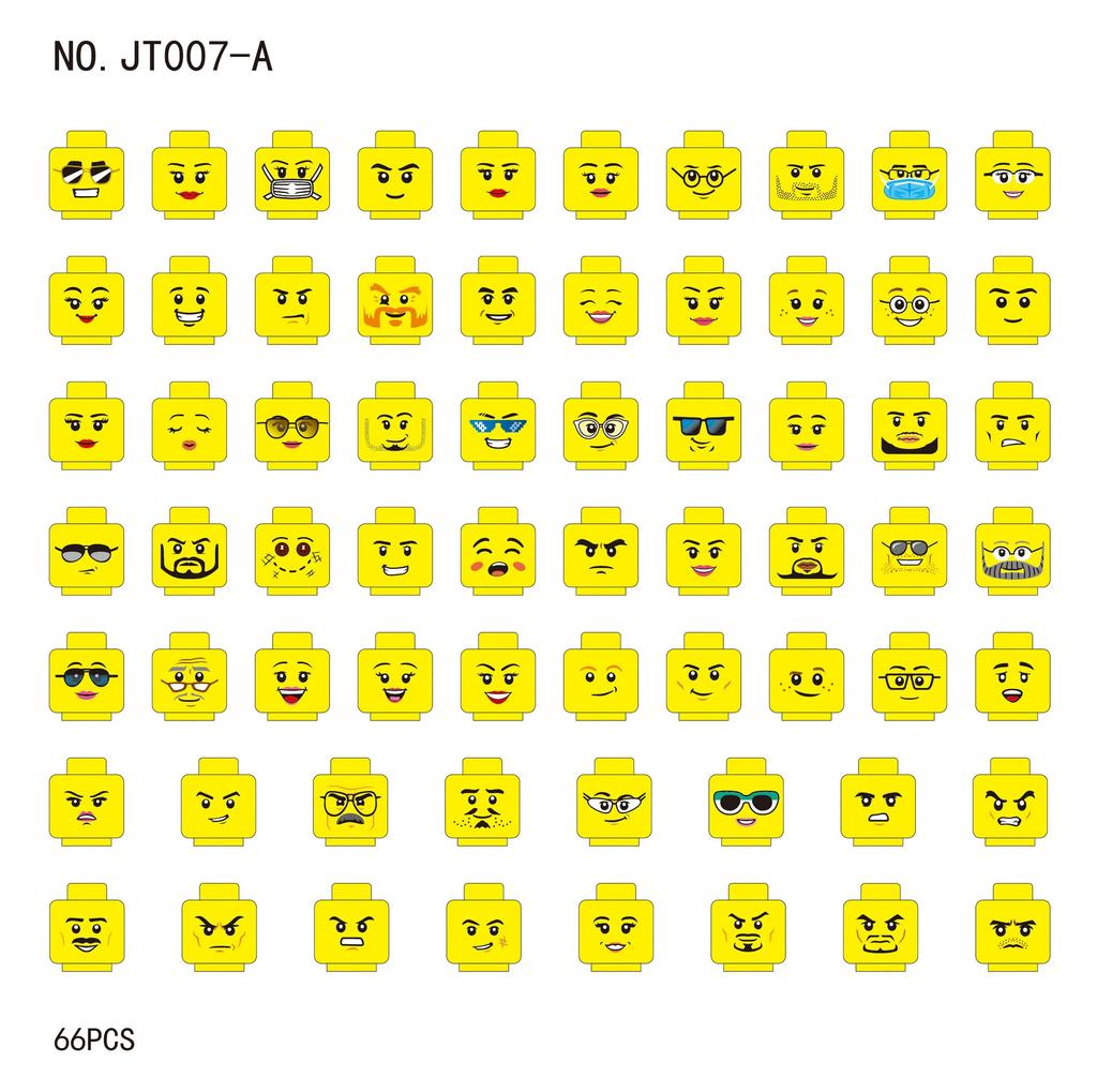 Hot 66pcs/lot Mini Figure Creativity Head Faces Laugh Cry Cute Facial Expression Blocks Construction Bricks Model Children Playthings JT007-A -B