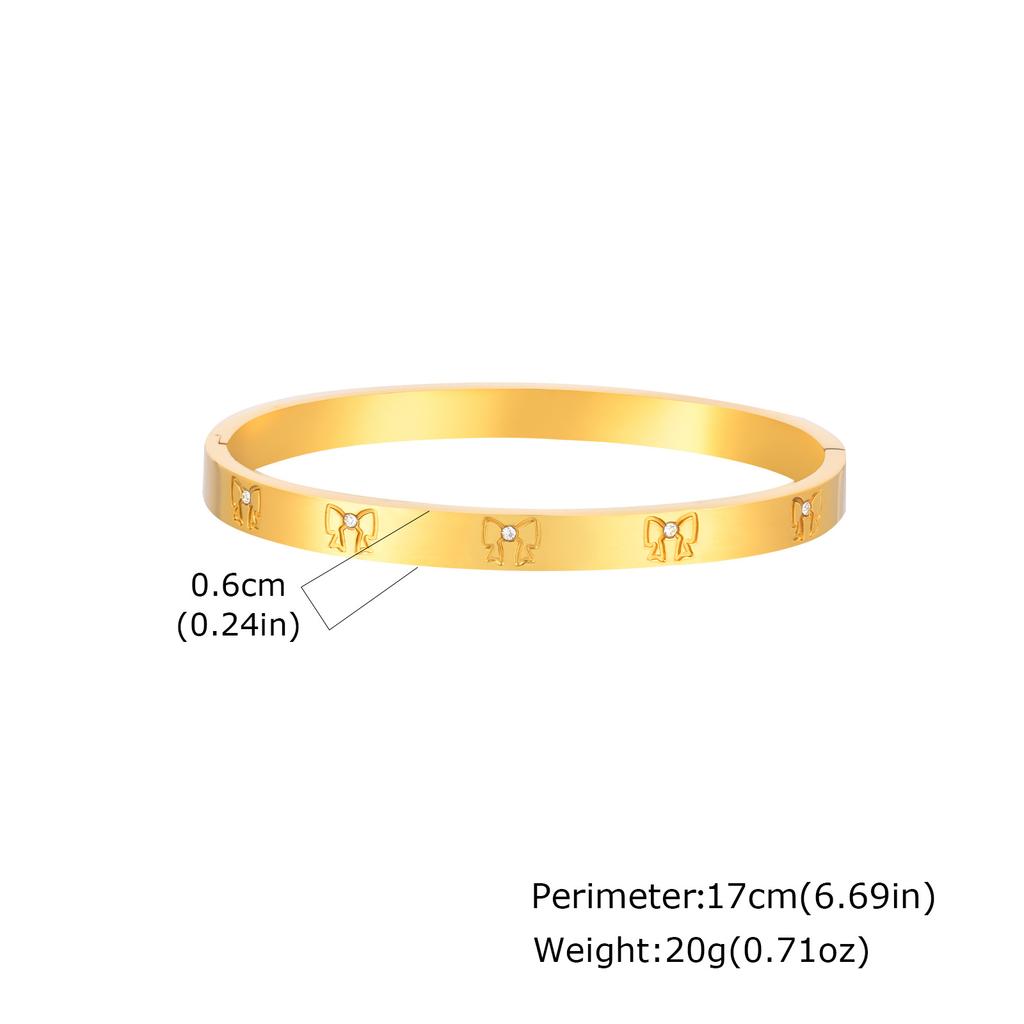 Luxury Flower Bowknot Star Zircon Bracelet for Women,High Quality Stainless Steel Openable Bangle,Gold Plated Waterproof Jewelry