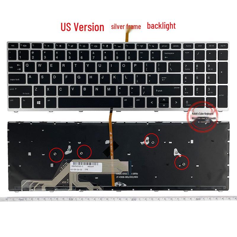 Compatible Keyboard for HP 450 G5, 455 G5, 470 G5, 650 G4, 650 G5 (RU/SP/UK/FR Layout)