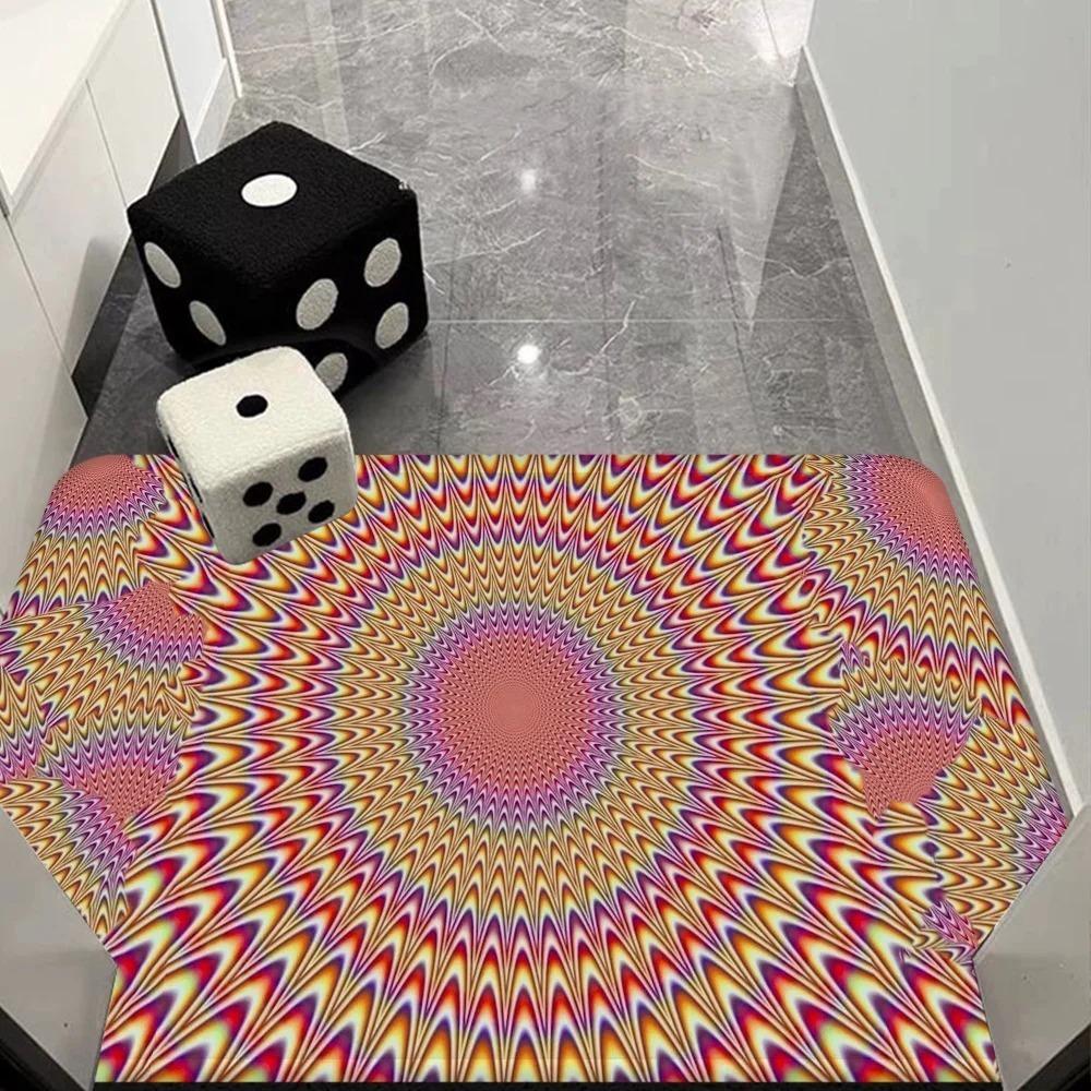 

3D Purple Yellow Wave Vortex Rugs Non Slip Soft Easy Clean Perfect for Home Living Area Vacation Rental Brings Lively Vibe Mat 40cm x 60cm
