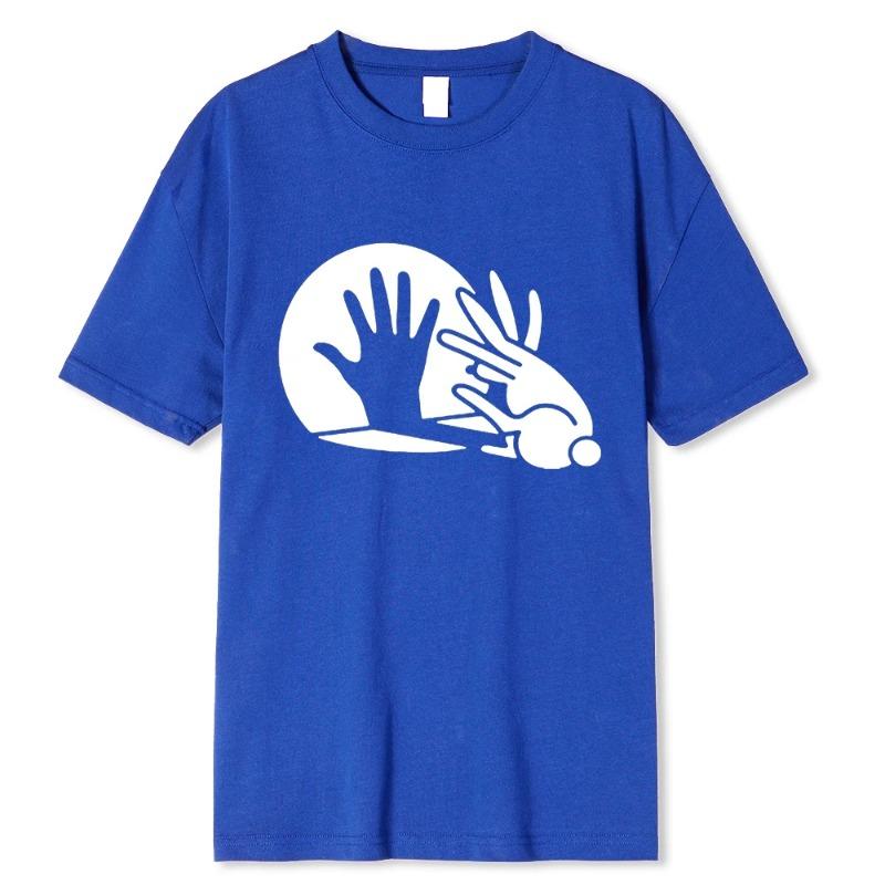 Men Funny Rabbit Shirt Animal Bunny Lover Shadow Play Pun Gift T-Shirt Oversized Tops Shirt Prevailing 100% Cotton T-Shirts Men’s