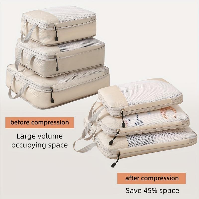 Lightweight Clothing Compression Cubes 3pcs Portable Storage Bags Luggage Organizer Household Outdoor Travel Daily Sorting Tools