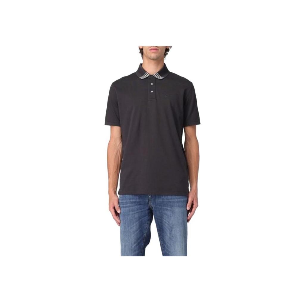 Emporio Armani Ss25 Solid Color Polo Shirt Men Tops Black EM0008-54AF1-2955