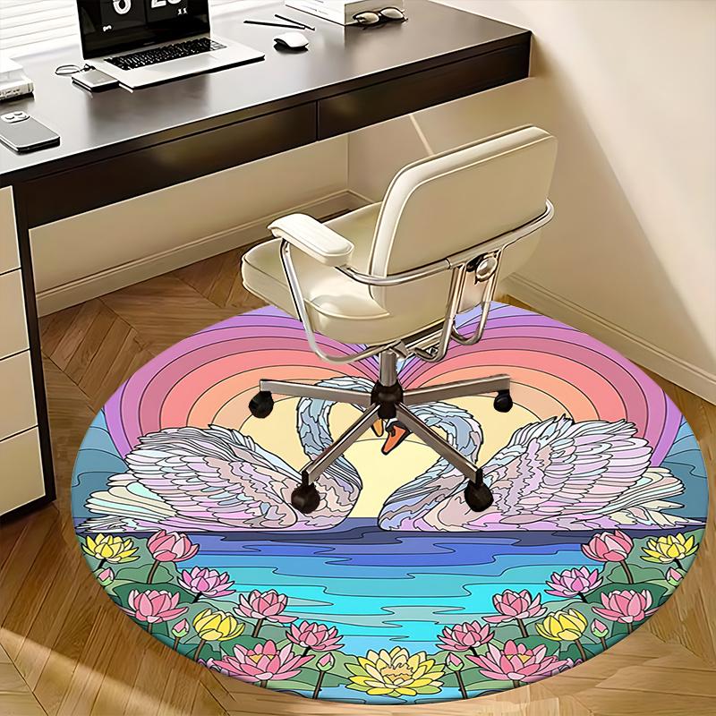 Pastellfarbene Schwanenherz-Stuhlmatte: Pastell Lotus Heimdekoration, Büro Teppich Geschenk für Wohnzimmer, Schlafzimmer, Verschiedene Räume, Pastell Lotus Teppich1118144a