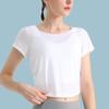 RUNA PULSE Women's Cool Feeling Short Sleeve Hollow Back Sports T-shirt - Breathable Yoga & Running Top for Summer.