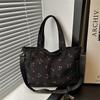 Large Capacity Bucket Tote Bag Cotton Casual Shoulder Handbag for Women
