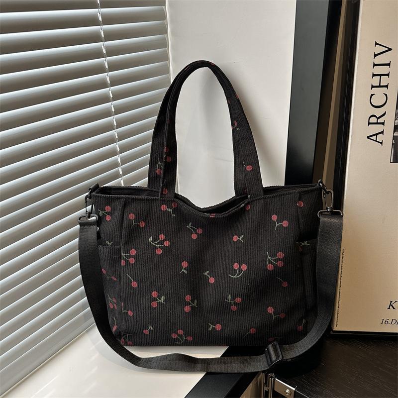 Large Capacity Bucket Tote Bag Cotton Casual Shoulder Handbag for Women