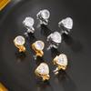 Cute Sparkly Round Heart Zirconia Non Pierced Earrings for Female Graceful Elegance Clip On Earrings Women's Jewelry Trendy
