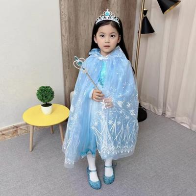 Kostým princeznovského plášťa Detský plášť s kapucňou Karnevalový kostým Modrá sieťovaná dekorácia Párty Cosplay udalosti Fantasy hranie rolí