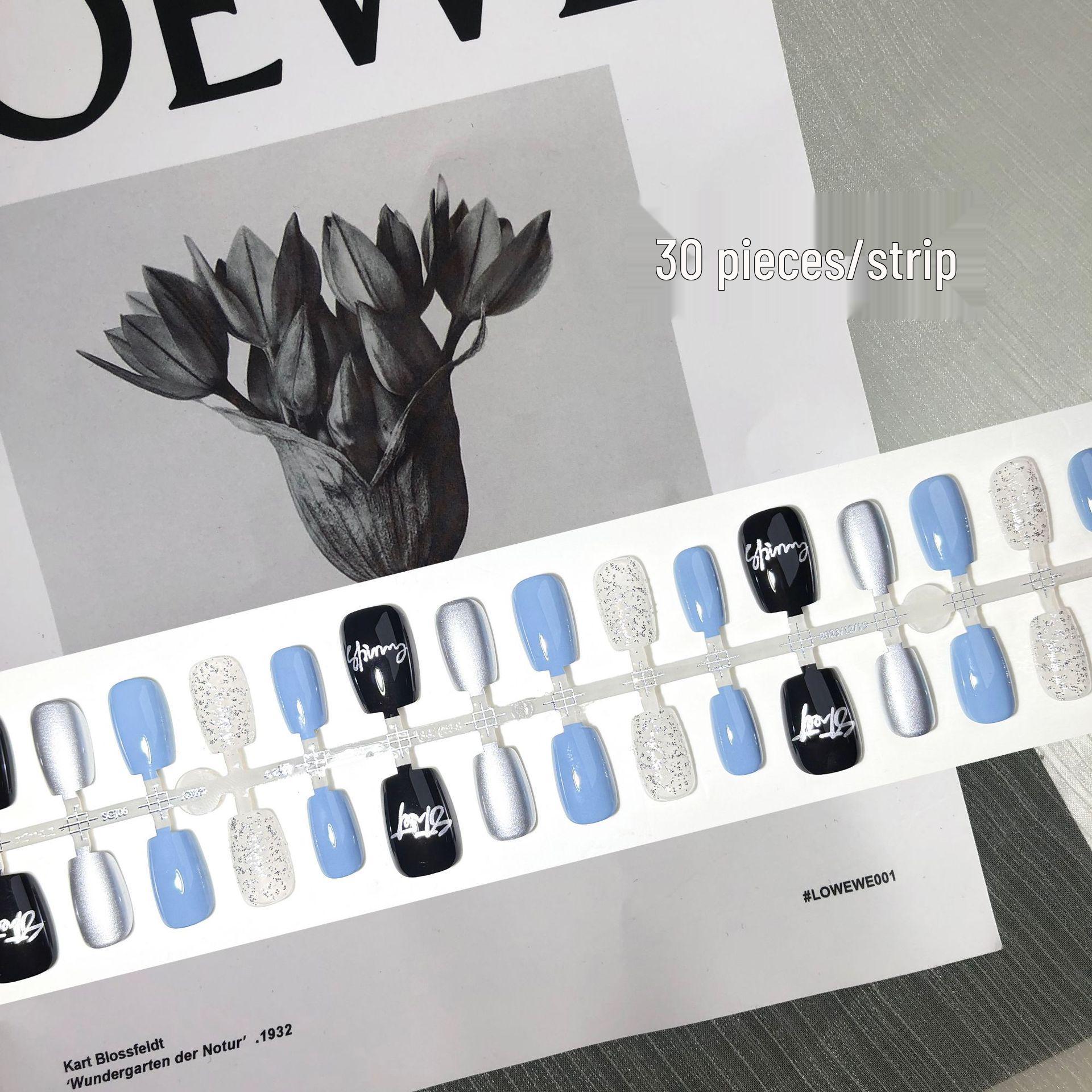 

Y2K Острый стиль Chrome Hearts Трендовые носибельные ногти - Киберпанк Жемчужный Арт, 30 шт. XS/S/M