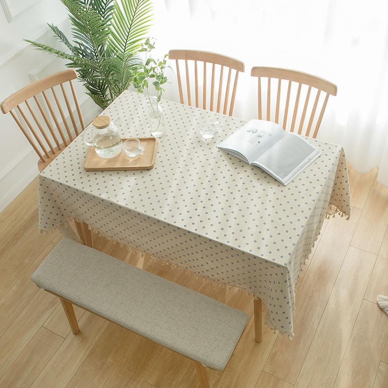 Printed Cotton and Linen Household Tablecloth Decoration Towel Tassel Rectangular Dustproof Tablecloth