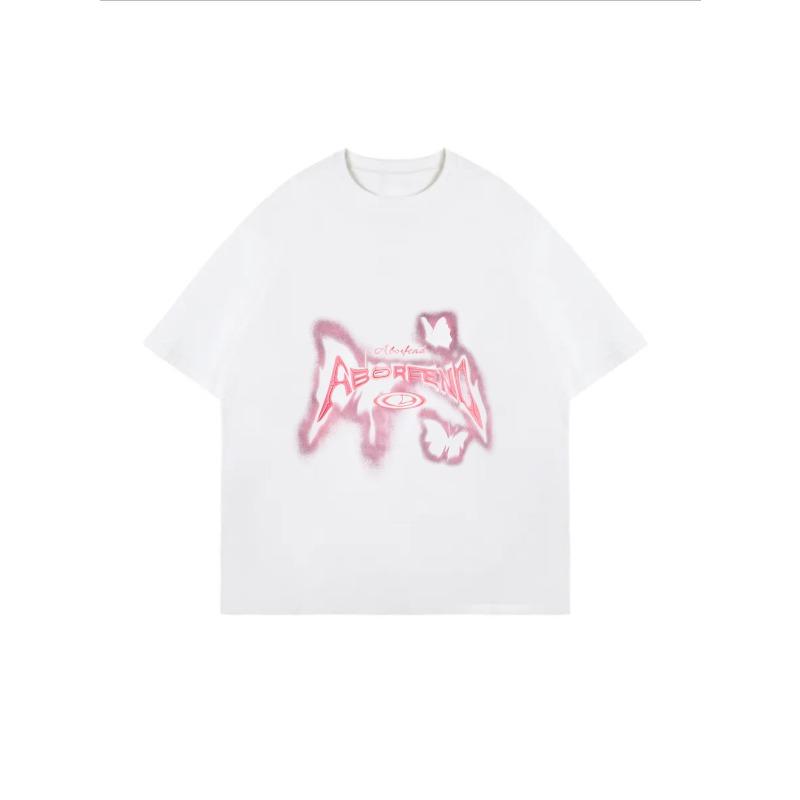 Oversized T Shirt White Aboreum Butterfly Graphic Print Casual Streetwear Fashion Top For Women Summer Outfit