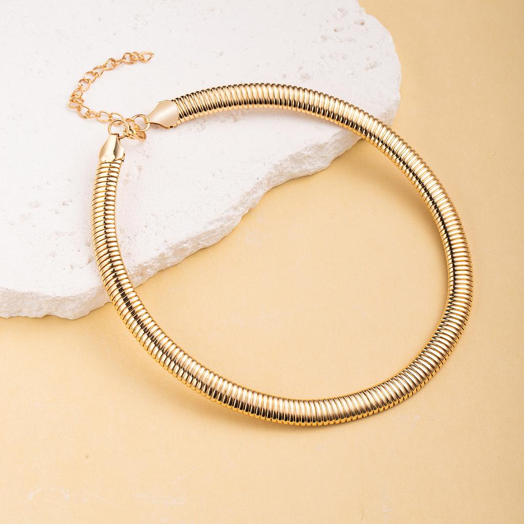 Golden Snake Bone Chain Thick Chain Necklace, Simple And Advanced Sense Exaggerated Thread Fashionable Personalized Collarbone Chain