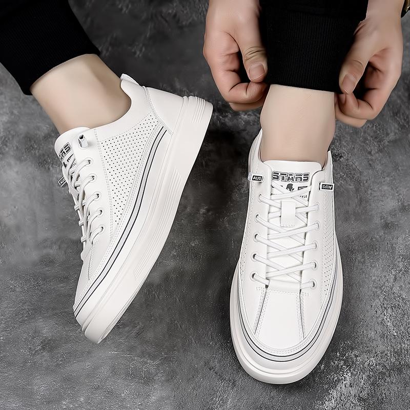 FashionHigh Quality Men's Comfortable Casual Shoes, Small White Shoes Fashionable New Outdoor Hollow Out Breathable Trend Board Shoes