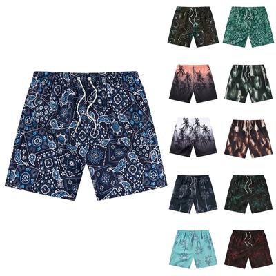 Men Summer Casual Hawaiian Print Shorts Elastic Waist Drawstring Lightweight Quick Dry Sports Beach Shorts