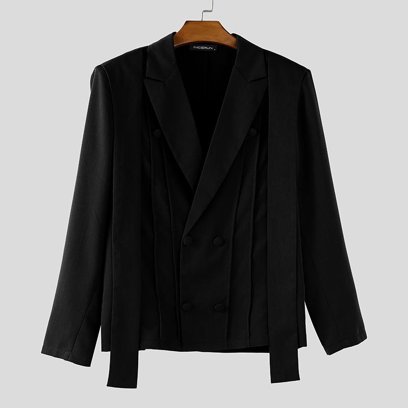 INCERUN Autumn Men Notched Lapel Long Sleeve Oversized Casual Thin Blazer Coats