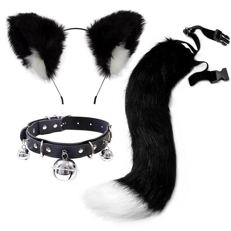 Handmade Cat Ears & Tail Set: Cute Cosplay Hair Accessories for Catgirl