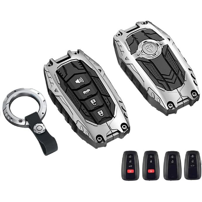 Heavy Duty Key Fob Cover for Toyota Venza Sienna Tundra Prius RAV4 Prime Land Cruiser Corolla Highlander 2025 Camry Zinc Alloy Keychain Car Key Case