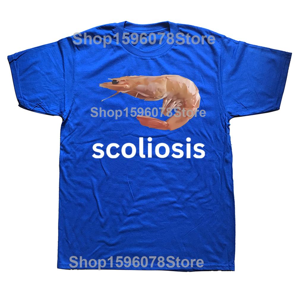 2025 Scoliosis Funny Shrimp Meme Graphic T-shirts Men Women's Fashion Casual Tshirt 100% Cotton Loose Oversized T Shirt