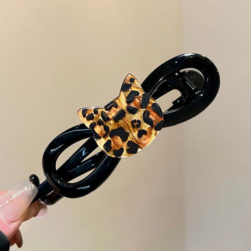 Retro Leopard Cat Printed Twist Hair Clip for Women Fashion Ponytail Twist Clip Hairpins Barrettes Girls Hair Accessories