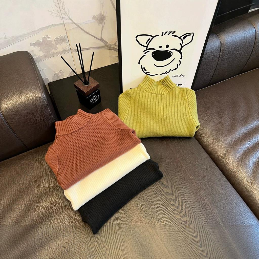 Kids Autumn Winter Fleece Lined Knit Sweater Thick Warm Pullover Top For Boys And Girls