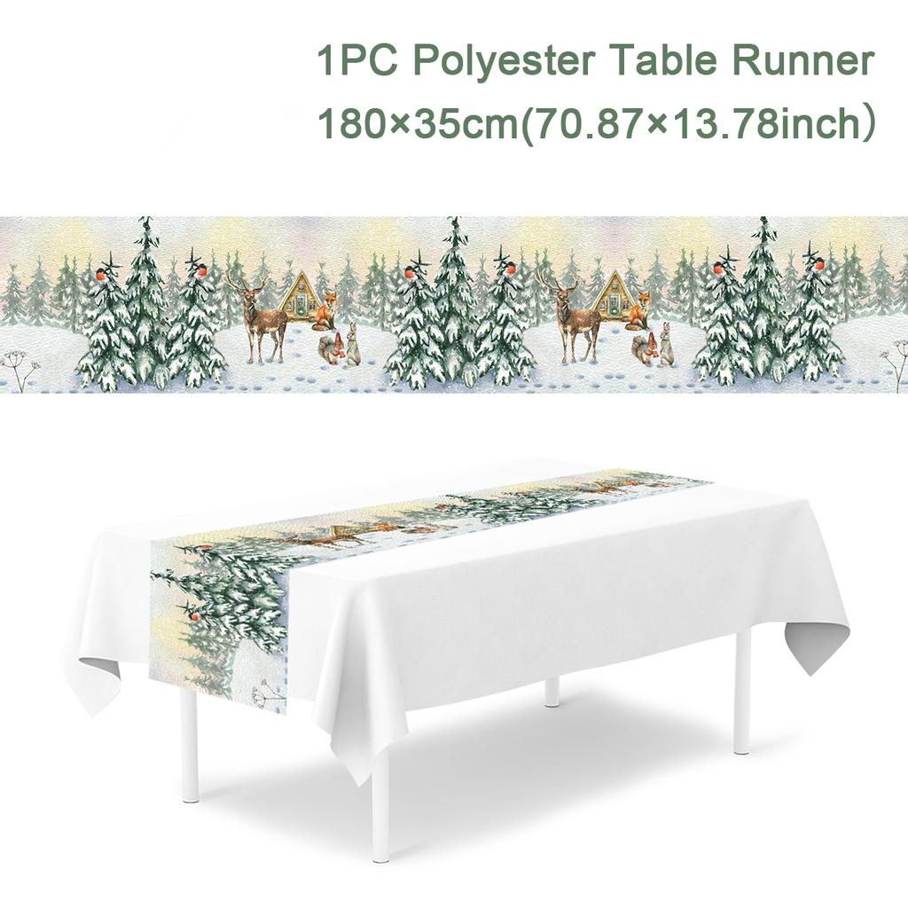 Christmas Table Runner Cloth Merry Christmas Decoration for Home 2024 Tablecloth Xmas Ornament Navidad Natal New Year Gift 2024