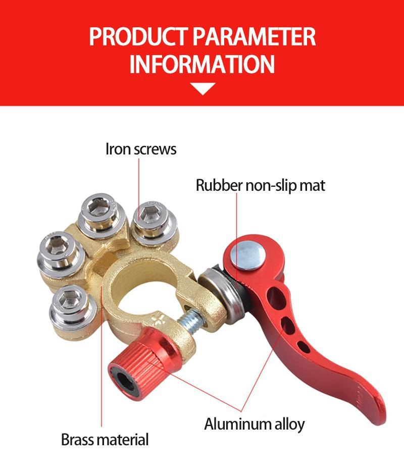 Brass Battery Terminals Toolless Quick Disconnect Battery Main Cable Post Terminal Shut-Off Connectors for Car Truck