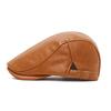 Herbst Winter Leder Schirmmütze Herren Britische Vintage Schiebermütze Warme Malermütze Baskenmütze