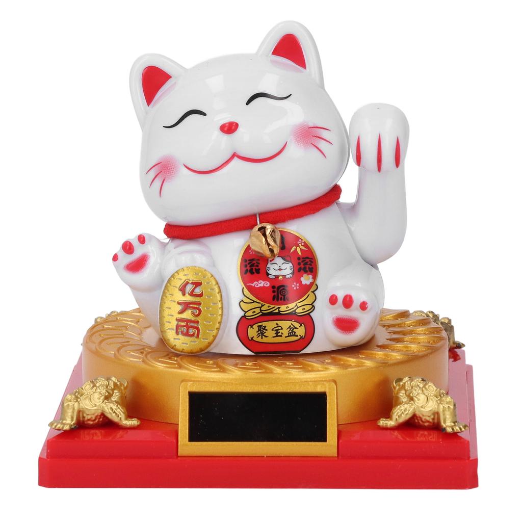Solar Energy Powered Beckoning Lucky Money Cat Good Luck Feng Shui Lucky Cat Waving Arm for Home