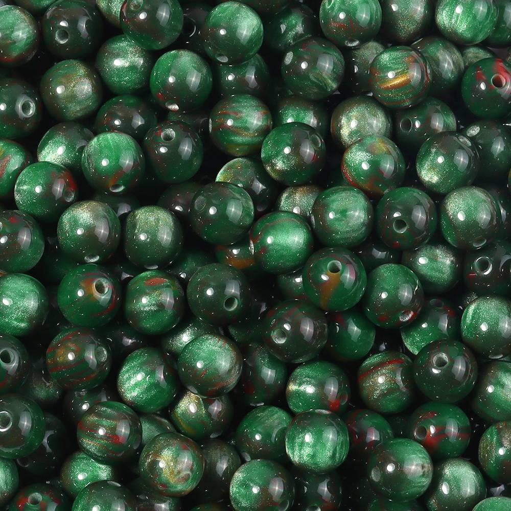 50 Stück 8mm Dunkle Farbe Imitation Katzenauge Harzperlen Glitzer Sternenhimmel Runde Lose Perlen Für Schmuckherstellung DIY Armbänder Halskette