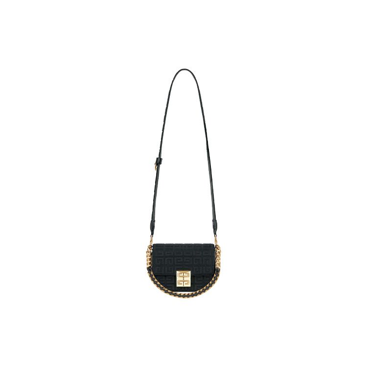 Givenchy 4G Logo Embroidered Metal Lock Chain Cotton Shoulder Crossbody Bag Women Bags Black BB50L3B18Z-001