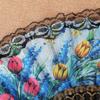 Leque Dobrável Leve Portátil Leque Vintage Elegante Renda Floral Padrão Leque de Mão Casamento Festa Acessório