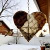 Refillable Bird Nesting Heart with Natural Alpaca Nesting Material, Alpaca Fiber Bird Nesting for Hummingbirds Birdhouse