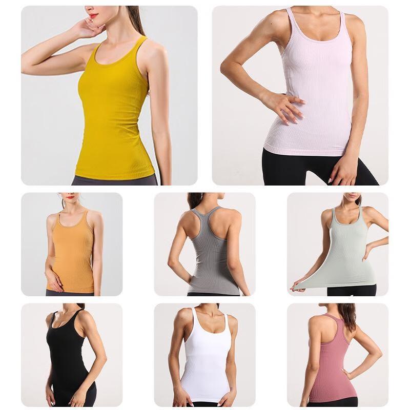 Women's Basic Long Yoga Tank Top with Chest Pad
