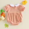 Citgeett Summer Halloween Infant Baby Girls Striped Bodysuit Embroidery Short Sleeve Jumpsuit Clothes