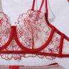 Elegant Floral Embroidery Sheer Multi-Strap Body Shaping Lingerie Set