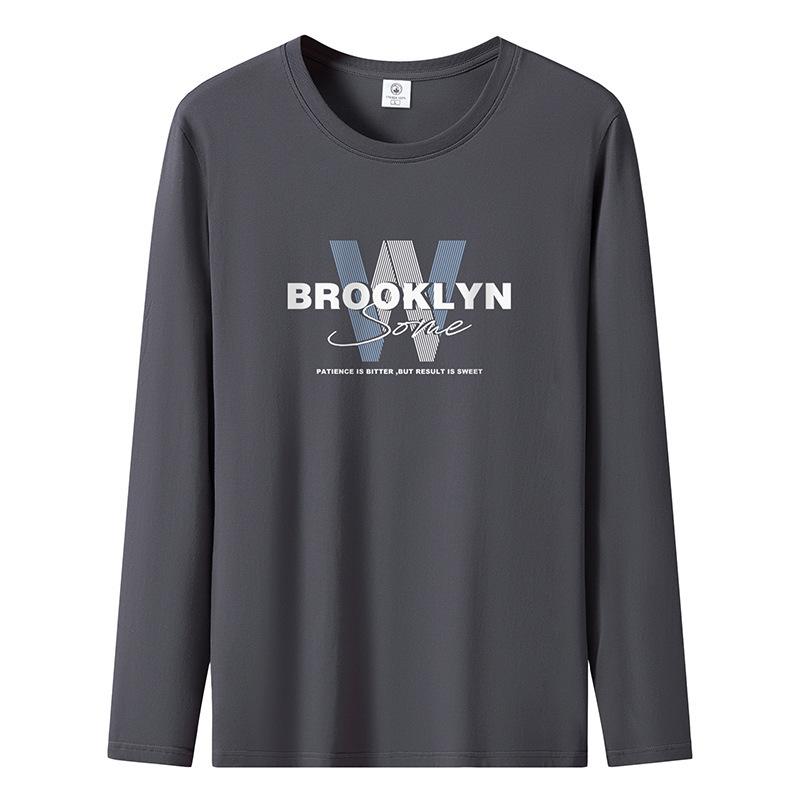 

Футболка с длинными рукавами и узором W Plus Size для мужчин, повседневный свитер из чистого хлопка S-5XL 5XL темно-серого