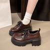 Large Size British Style Small Leather Shoes Women's Autumn 2025 New Versatile Thick Sole Heightening Lace-up Single Shoes Retro Loafer