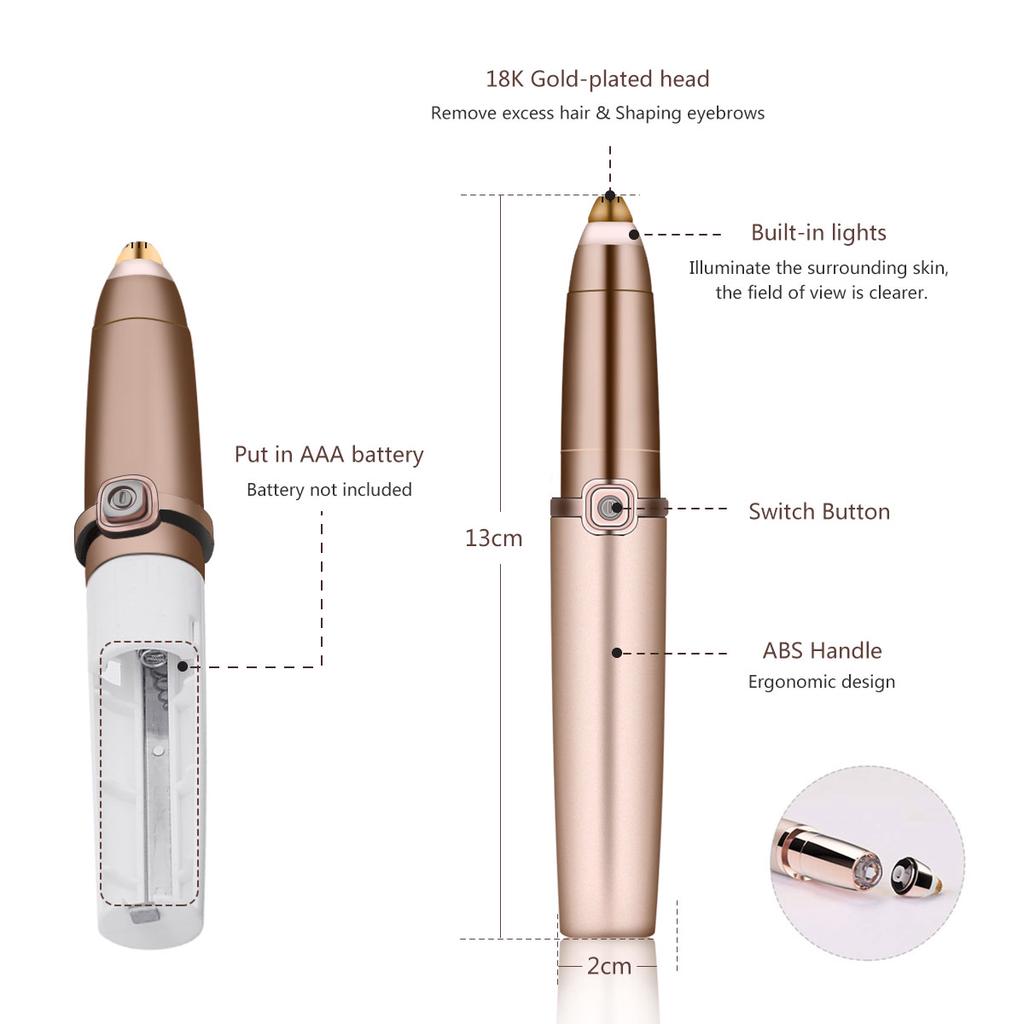 Buy Electric Eyebrow Trimmer Makeup Painless Eye Brow Epilator Mini ...