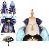 Costum Cosplay Kamisato Ayaka Genshin Impact Pentru Femei Cu Perucă Evantai Și Saboți
