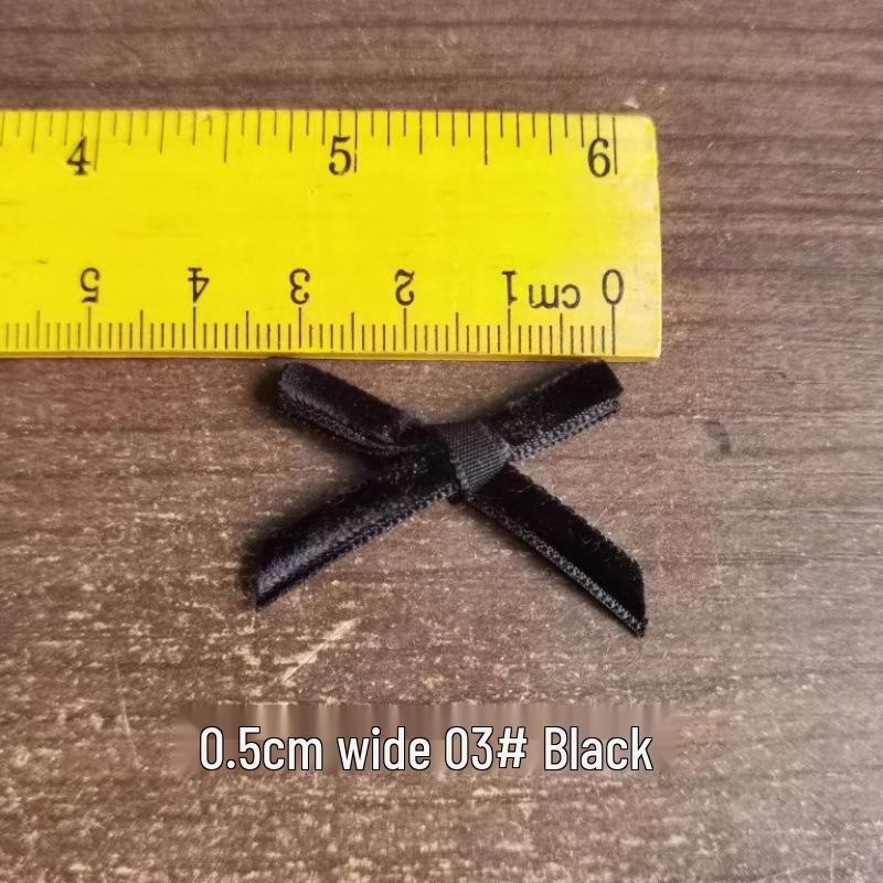0.5cm Velvet Hand-Tied Mini Bow - Woven Ribbon for Lingerie, Underwear, Socks, Decoration by Leidezhu, In Stock