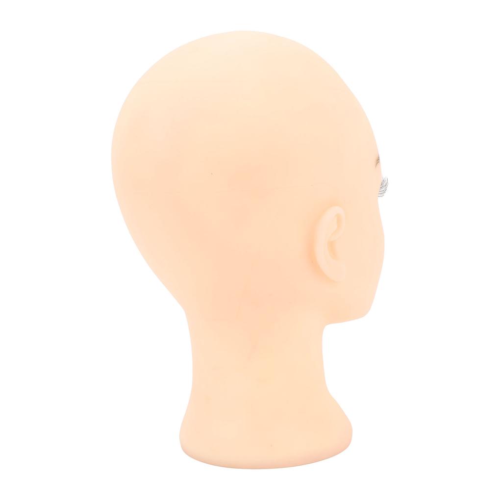 Bald Mannequin Head PVC Soft Delicate Bald Head Model with Universal Bracket Interface for Makeup Wig Hat Display