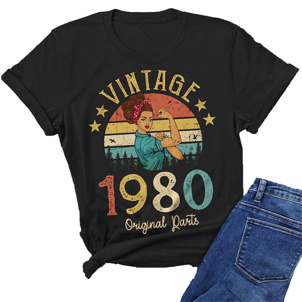 Vintage Legends Born In 1980 44 Years Old T Shirt Unisex Cotton TShirt Birthday Retro Anniversary Tees Top Streetwear Tshirts