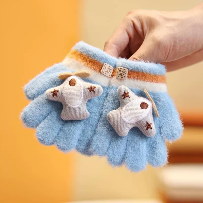 Baby Gloves for Winter, Cute and Warm for Toddlers, Boys and Girls, Five-Fingered Plush Gloves for Babies