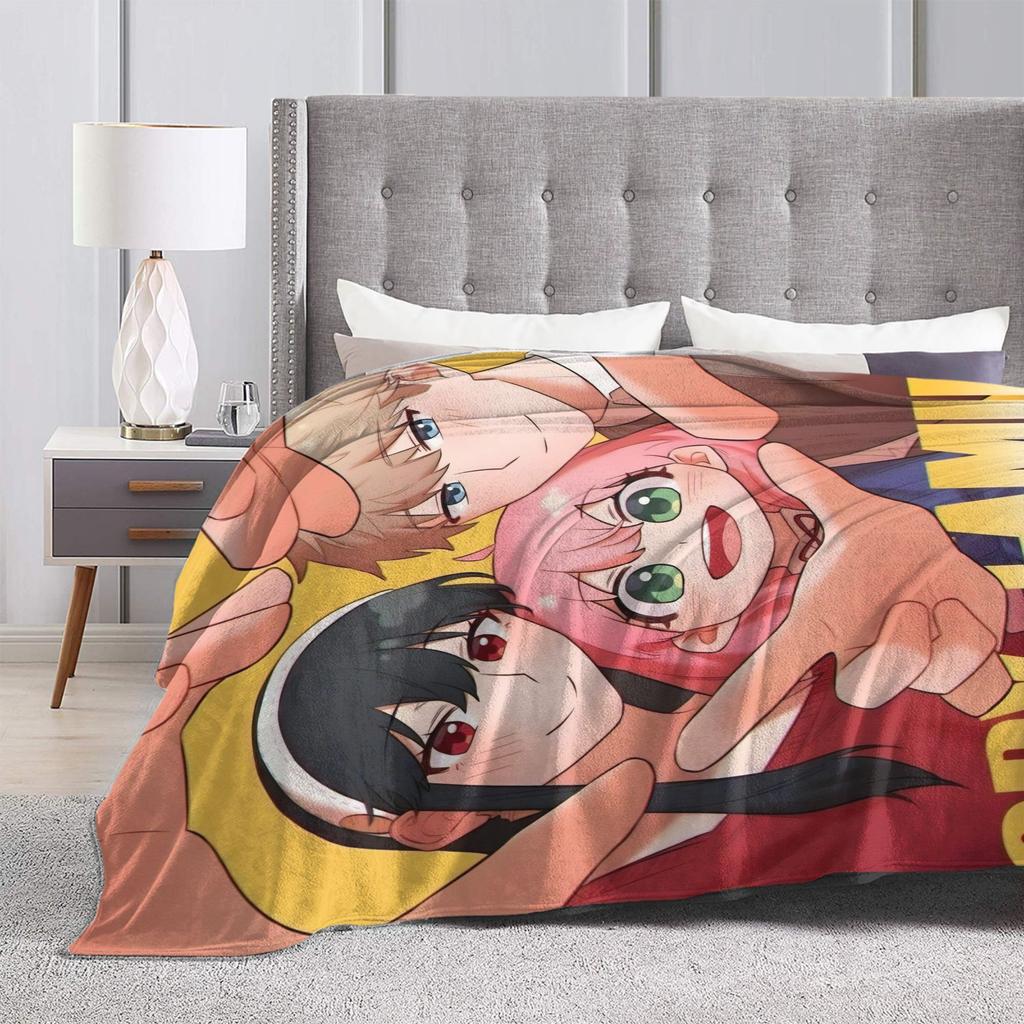 S-Spy X Family  Anya Forger  Flannel Blanket Throw Blanket for Living Room Travel Office Street Trend Bedspread Sofa Bed Cover