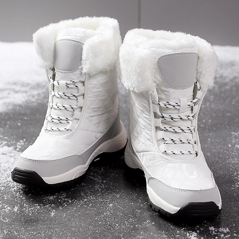 Warm Cotton Shoes Women's High-top Boots Anti-slip Snow Boots Winter Plush Outdoor Walking Shoes Hiking Sneakers