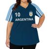 Women's V-Neck Short Sleeve Work Top with Pockets and Side Slits, Soccer Flag Print