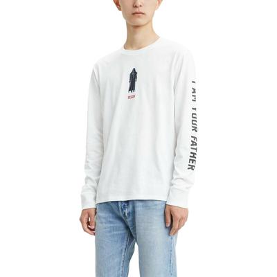 Levis X Star Wars Kollaboration Bequemes Cartoon Anime Buchstaben Print Lässiges Rundhals Langarm T-Shirt Herren T-Shirts Weiß 36015-0059