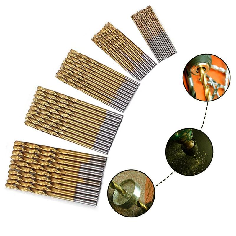 50Pcs 1/1.5/2/2.5/3mm Twist Drill Set Anti-rust Wear Protection High Speed Steel Titanium Coated Drill Bit Landin Drill Bit Set