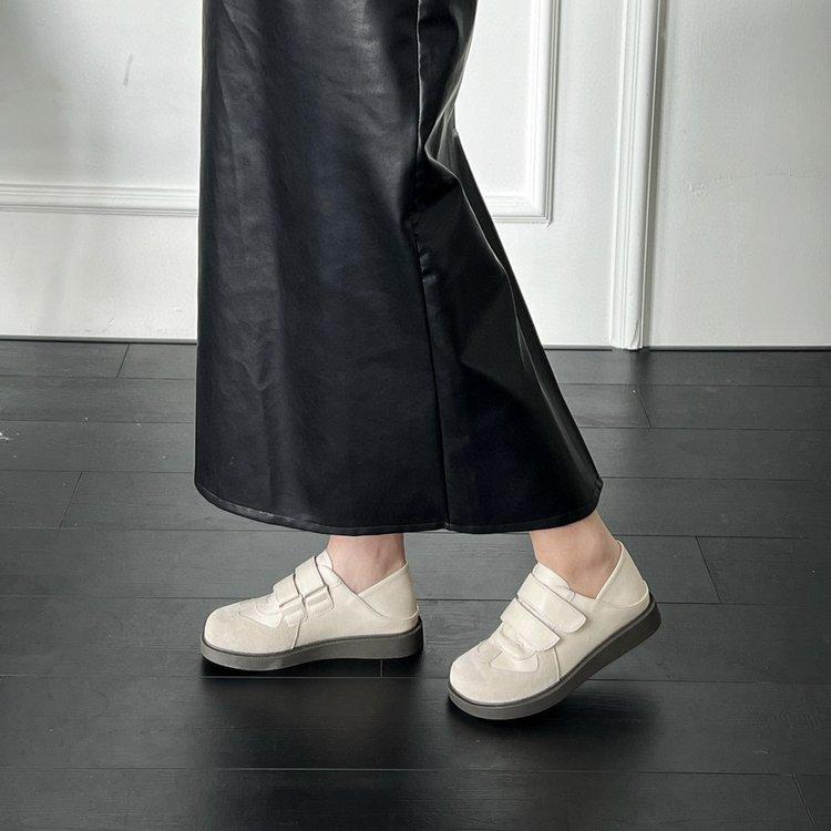 

Наденьте две пары ретро матовых кожаных туфель-липучек, женские немецкие тренировочные туфли, новинка осени 2025 года, кеды на платформе, обувь Boken 35